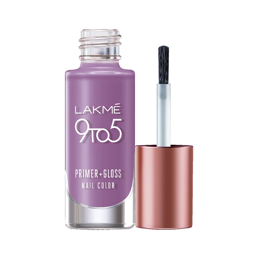 LAKMÉ 9 To 5 Primer + Glossy Finish Nail Colour, Lilac Link