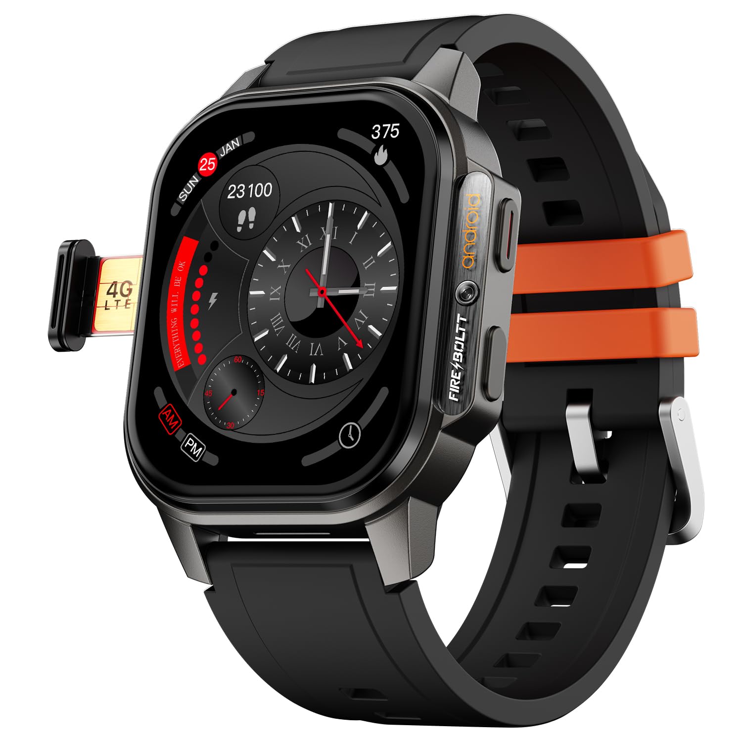 Fire-Boltt Snapp Smart Watch, Selfie Camera, 4G Nano-SIM Slot, 54.1mm AMOLED Display