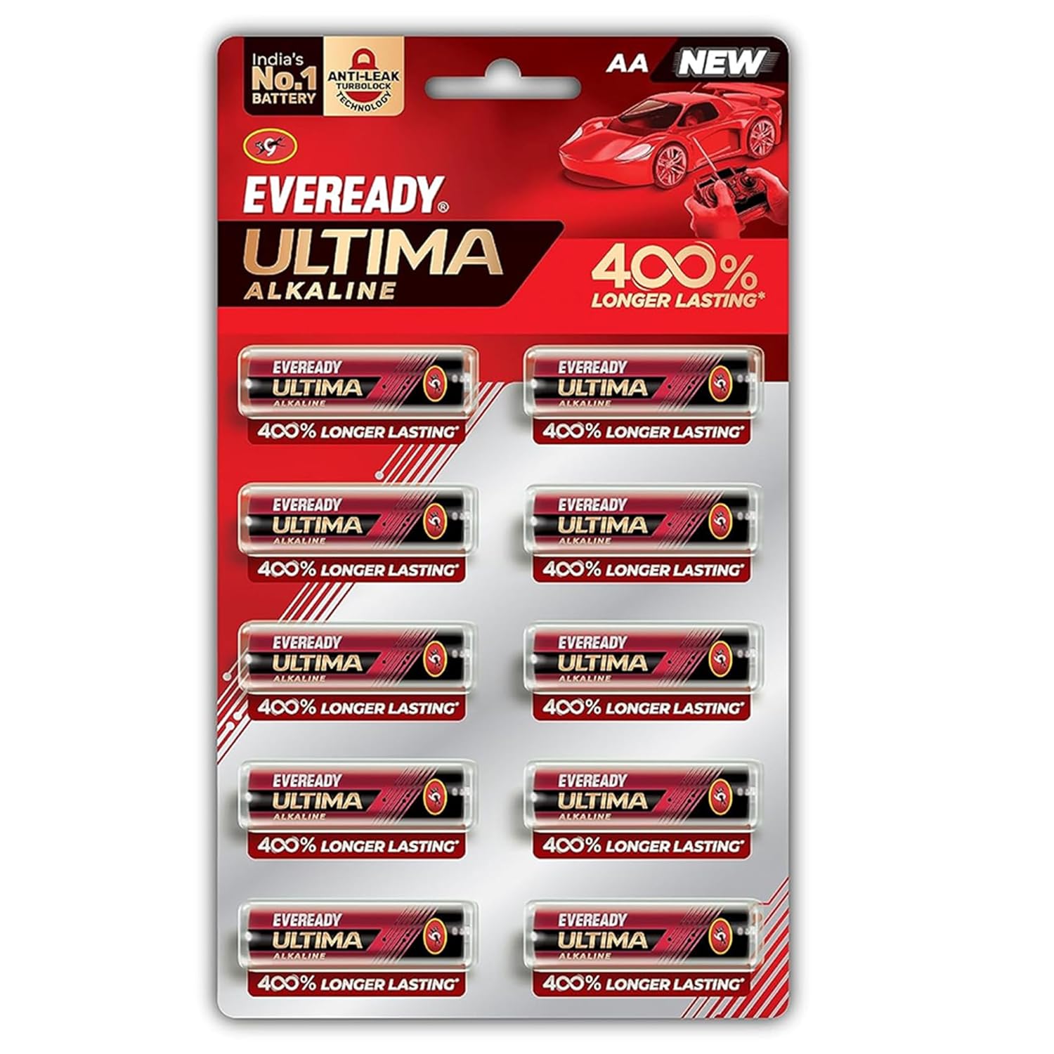 Eveready Ultima Alkaline AA Battery| Pack of 10 | 1.5 Volt |